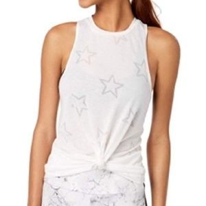 Material Girl Active White Tank Top Thin Burnout